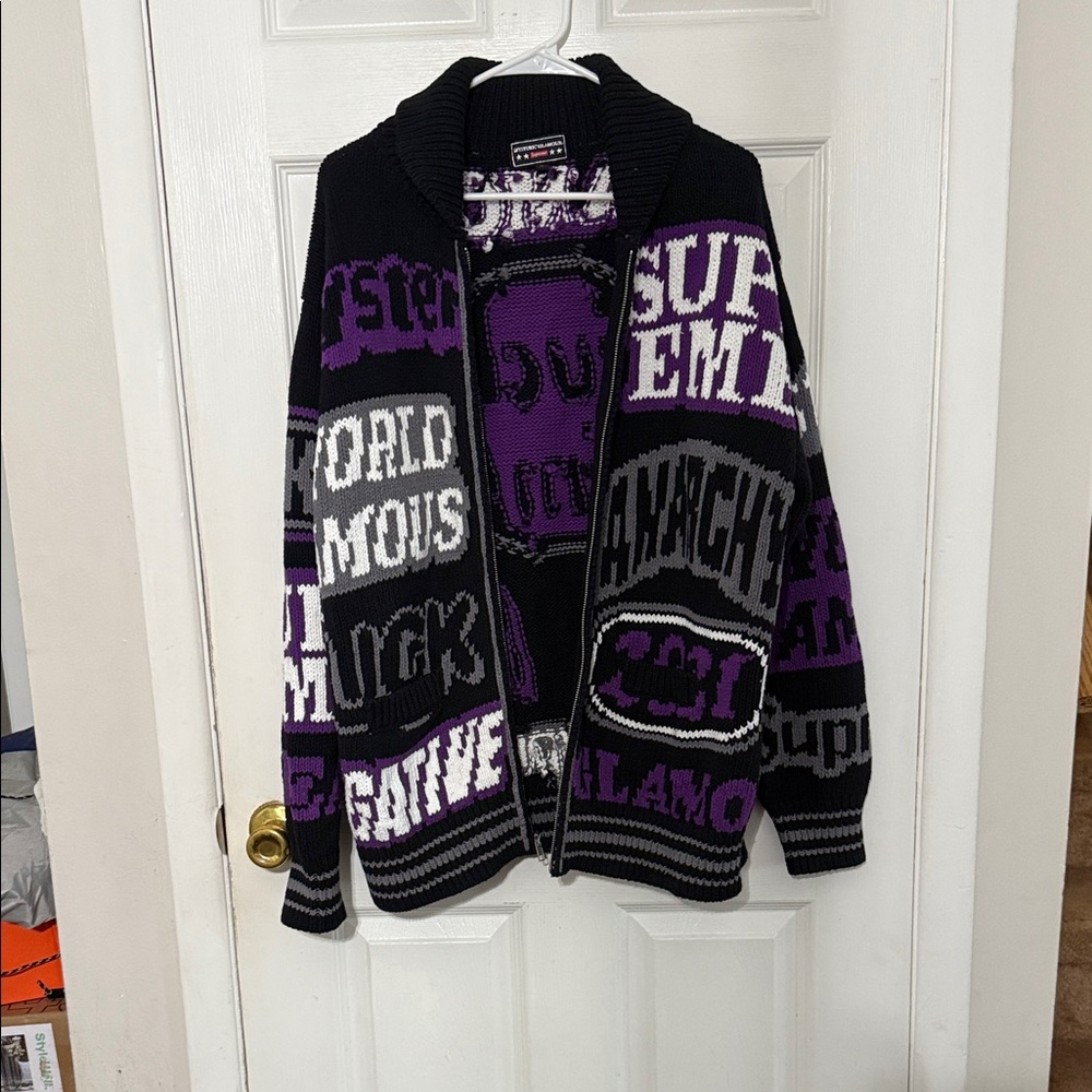 Hysteric X Glamour Supreme Black and Purple Graphic Knit Sweater